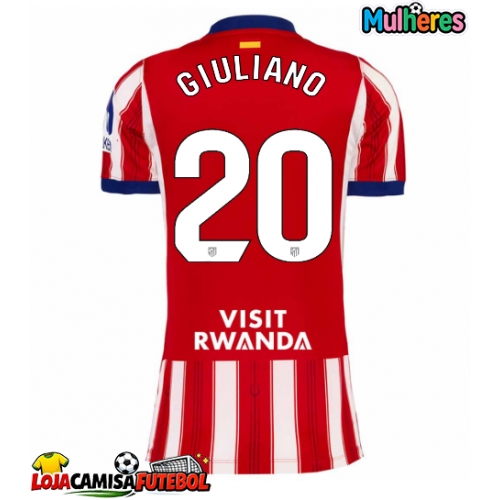 Camisa de Futebol Atletico Madrid Giuliano Simeone #20 Equipamento Principal Mulheres 2026-27 Manga Curta